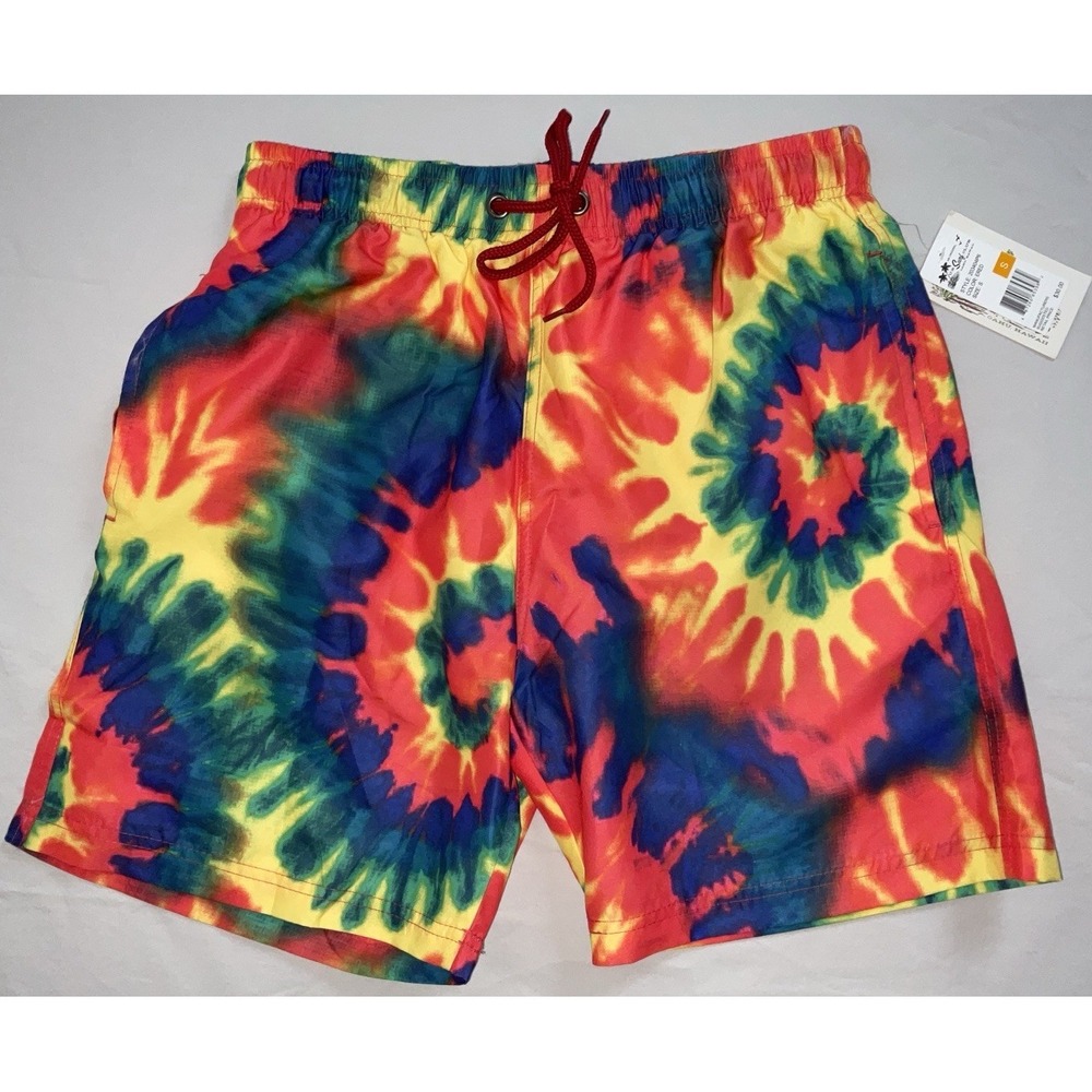 NWT Men's U.S. Surf Club Oahu, Hawaii Tie Dyed‎ Lined Swim Trunks - Small